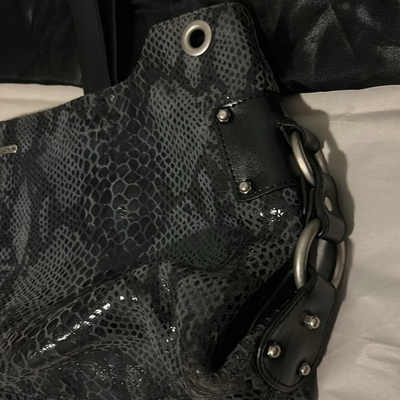 Charlie Lapson leather -Grey black Snake print Bag -removable shoulder strap - Picture 3 of 8